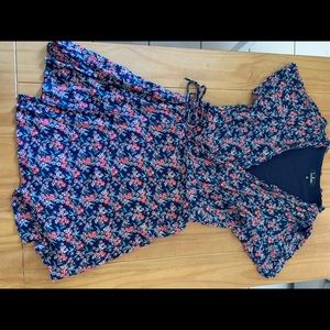 Lulus “Audacious Audrey” Floral Wrap Dress. Size: M. Color: Navy/Floral Print